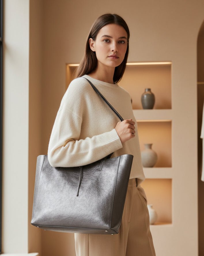 Leather Oversized Tote BagPosh Boutique