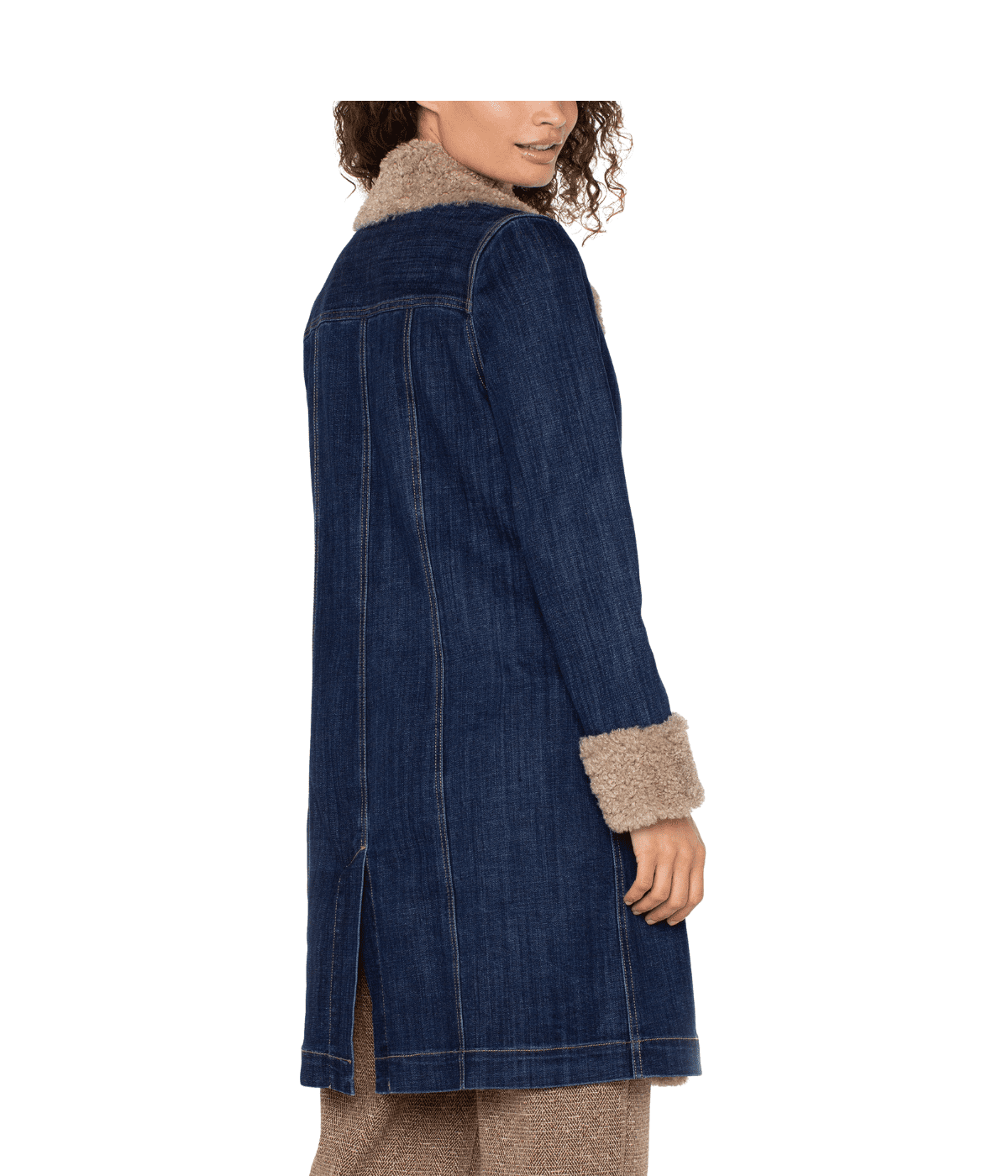 Long Denim Sherpa CoatJacketsPosh Boutique
