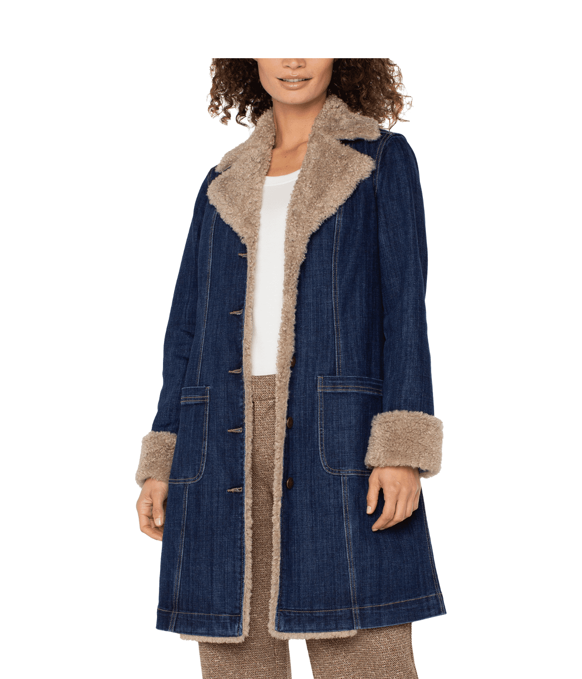 Long Denim Sherpa CoatJacketsPosh Boutique