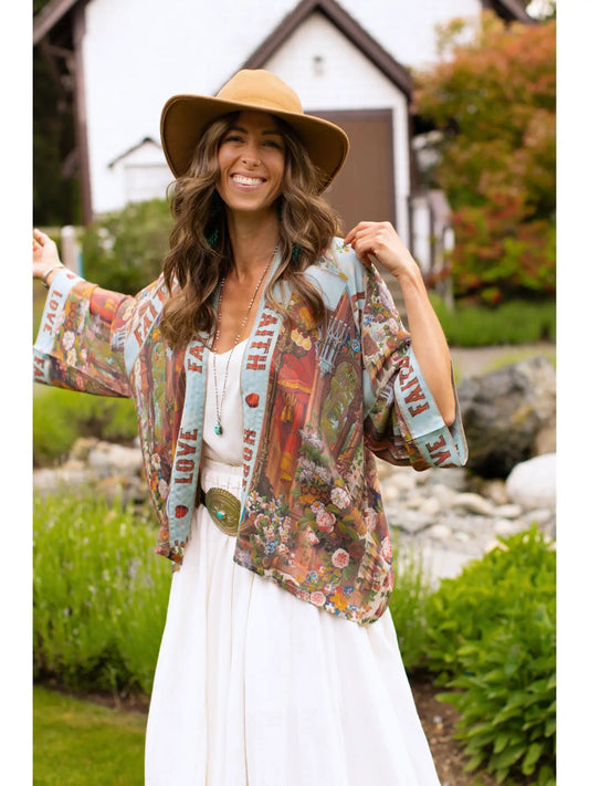 Market of Stars Love Language Cropped KimonoJacketsPosh Boutique