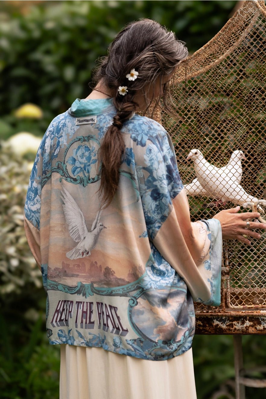 Market of Stars Peace Out Cropped KimonoJacketsPosh Boutique
