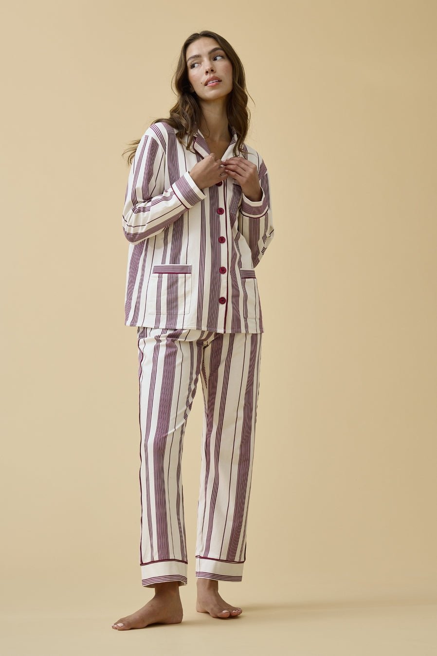 Merlot Stripe PJ SetSleepwearPosh Boutique