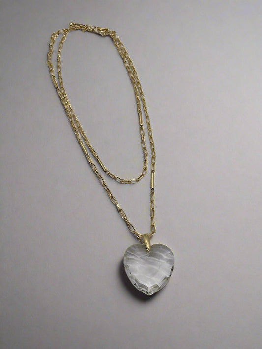 Merx Crystal Heart NecklaceJewelryPosh Boutique