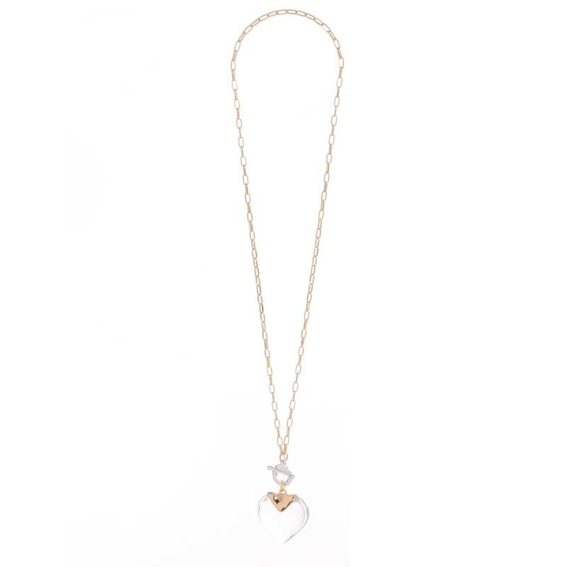 Merx Long Crystal Heart Necklace - Posh Boutique