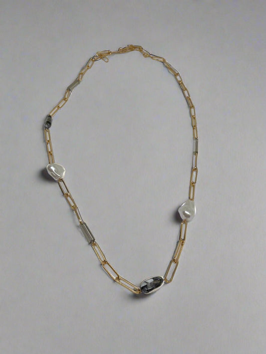 Merx Pearl + Beaded Chain NecklaceJewelryPosh Boutique