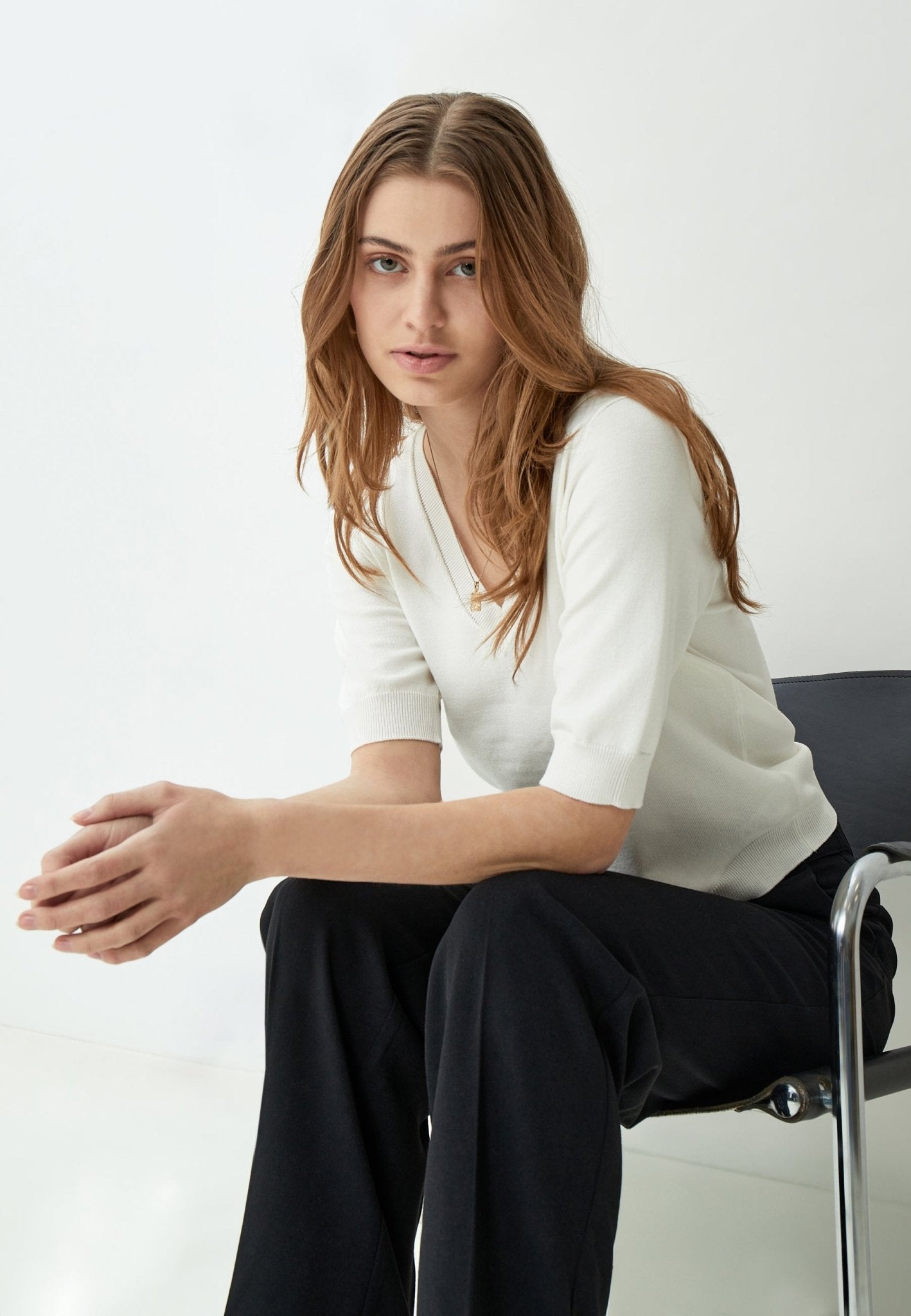 Milla V - Neck Knit TeePosh Boutique