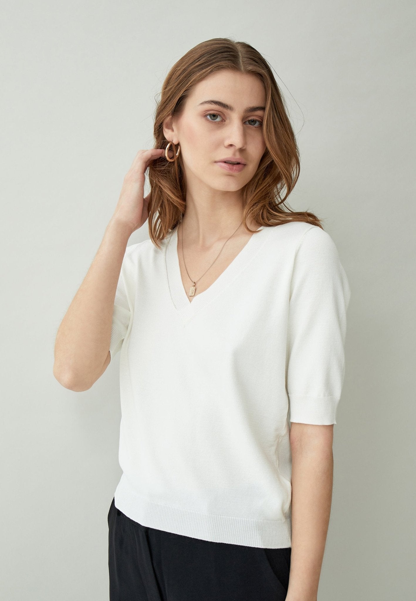 Milla V - Neck Knit TeePosh Boutique