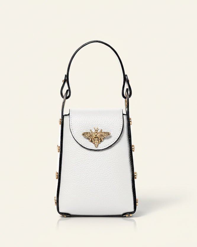 Mini Leather White Bee BagPosh Boutique