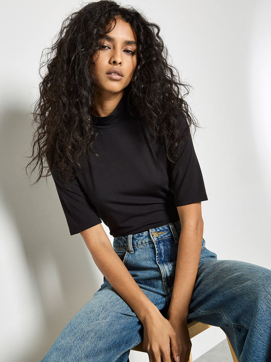 Mock Neck Elbow TeeTopsPosh Boutique