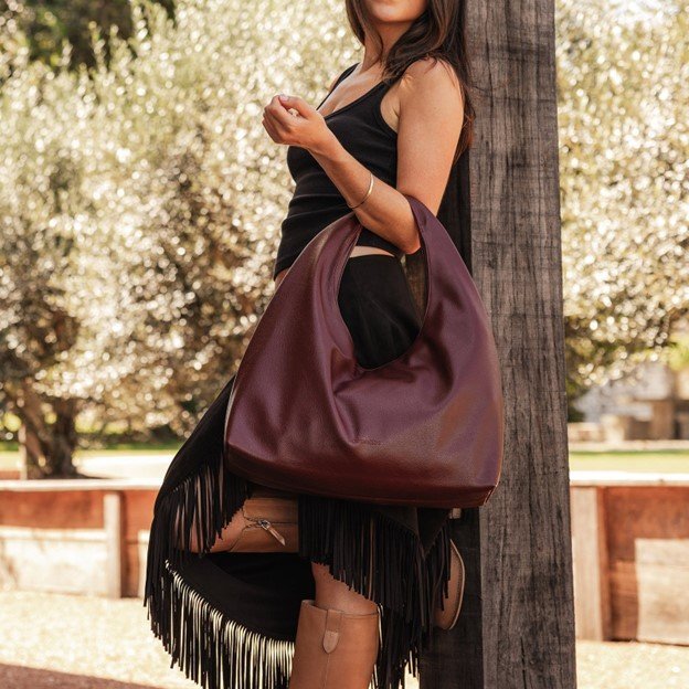 Monaco Shoulder Bag - BurgundyHandbagsPosh Boutique