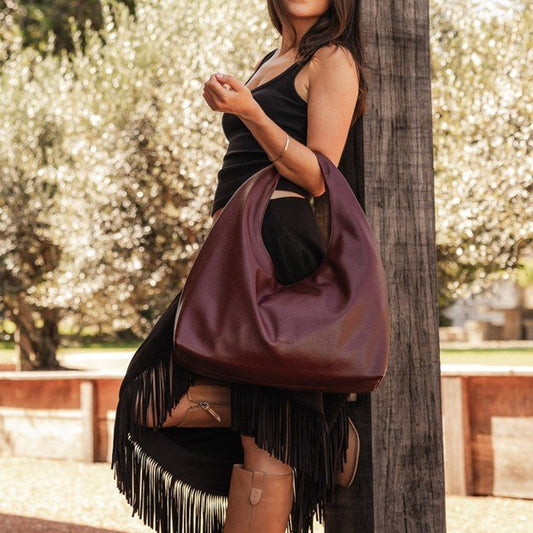 Monaco Shoulder Bag - BurgundyHandbagsPosh Boutique