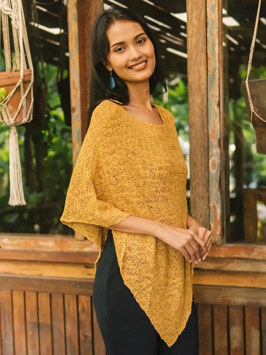 Ochre Double Knit PonchoPosh Boutique