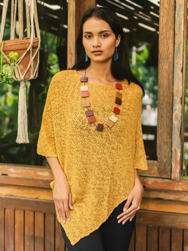 Ochre Double Knit PonchoPosh Boutique