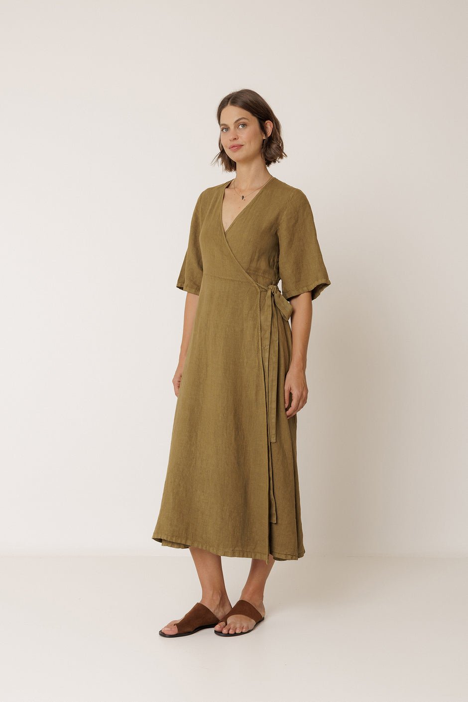 Olive Wrap DressPosh Boutique