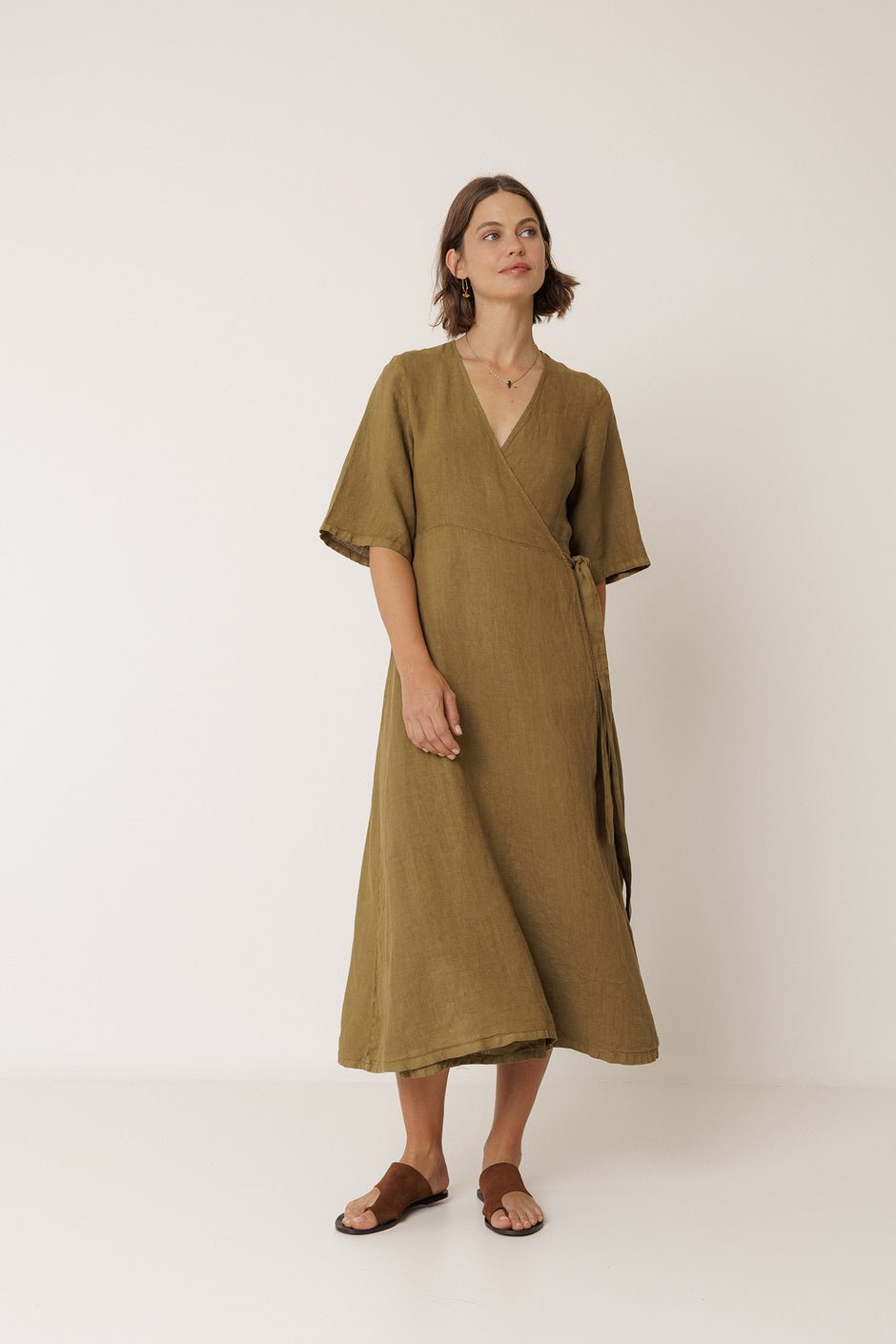 Olive Wrap DressPosh Boutique
