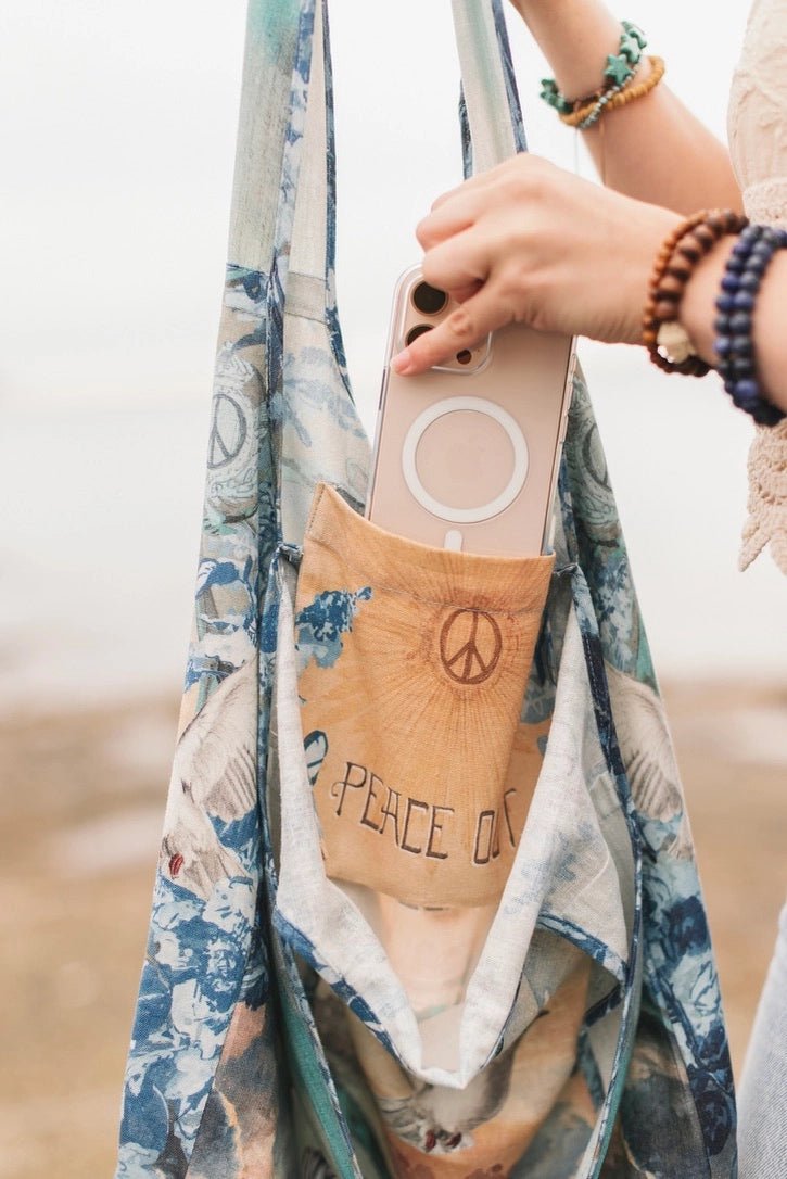 Peace Out Linen Tote BagHandbagsPosh Boutique