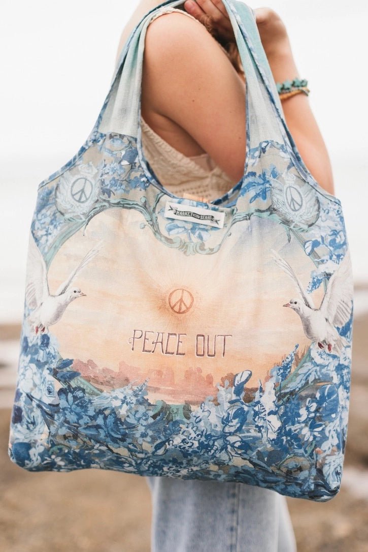 Peace Out Linen Tote BagHandbagsPosh Boutique