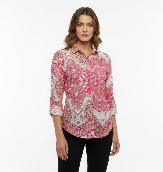 "Peony" Roll Up Sleeve ShirtTopsPosh Boutique