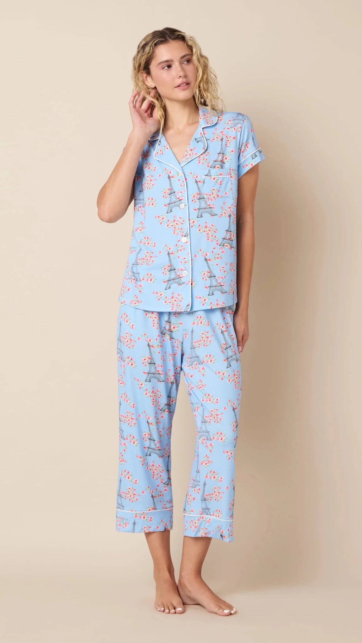 Petals Over Paris Capri PajamaSleepwearPosh Boutique