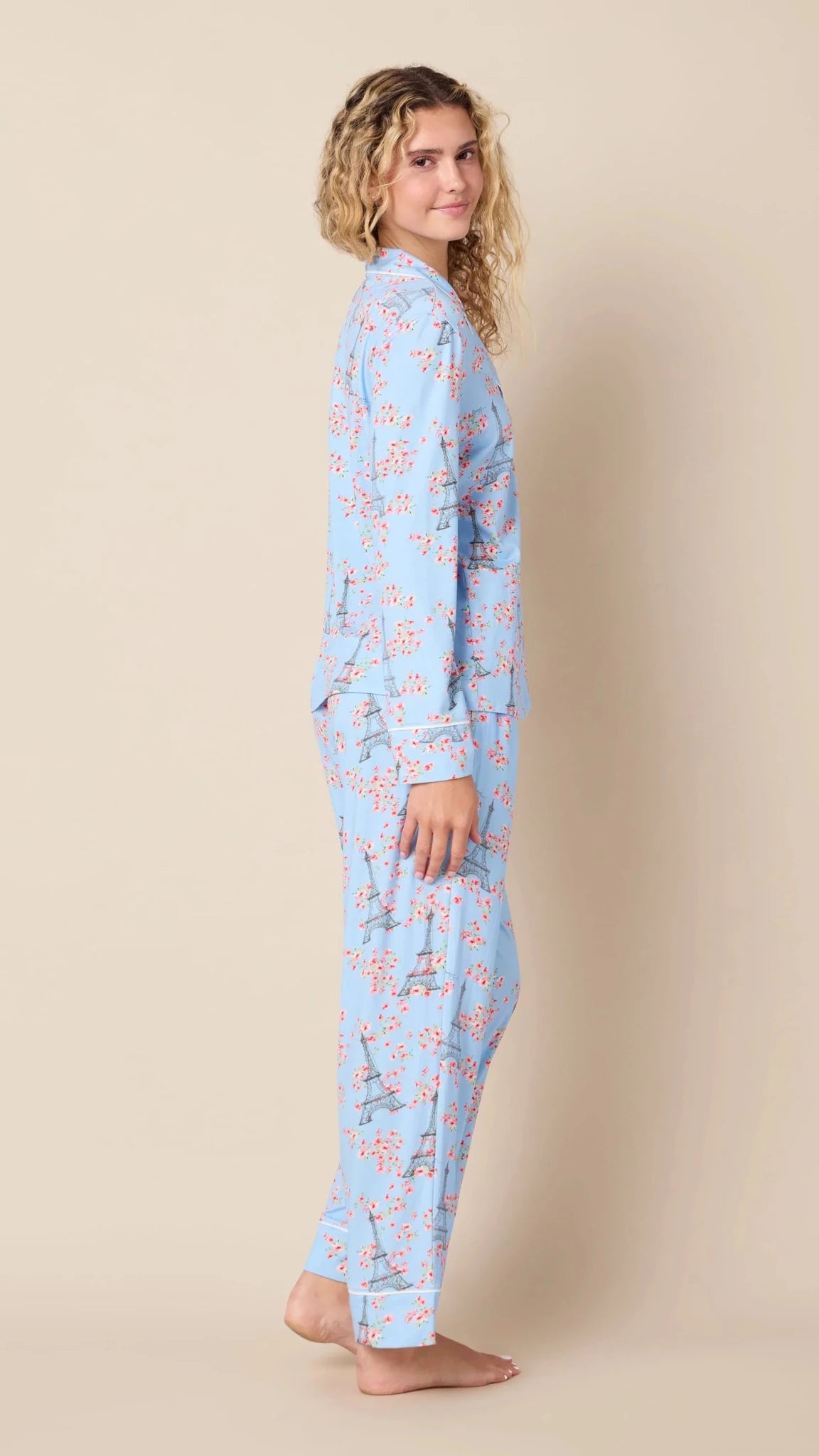 Petals Over Paris Long Sleeve PajamaSleepwearPosh Boutique