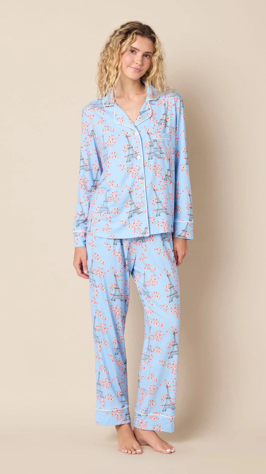 Petals Over Paris Long Sleeve PajamaSleepwearPosh Boutique
