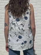 Pistache Floral Linen V - Neck TopTopsPosh Boutique