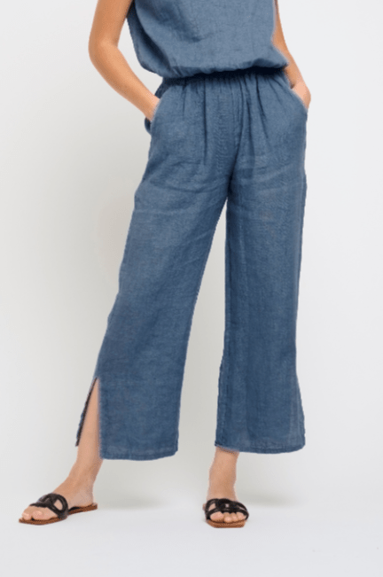 Pistache Split Leg Linen PantPantsPosh Boutique