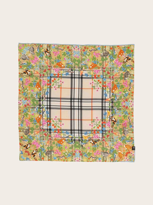 Plaid And Animal Print Silk SquareScarvesPosh Boutique