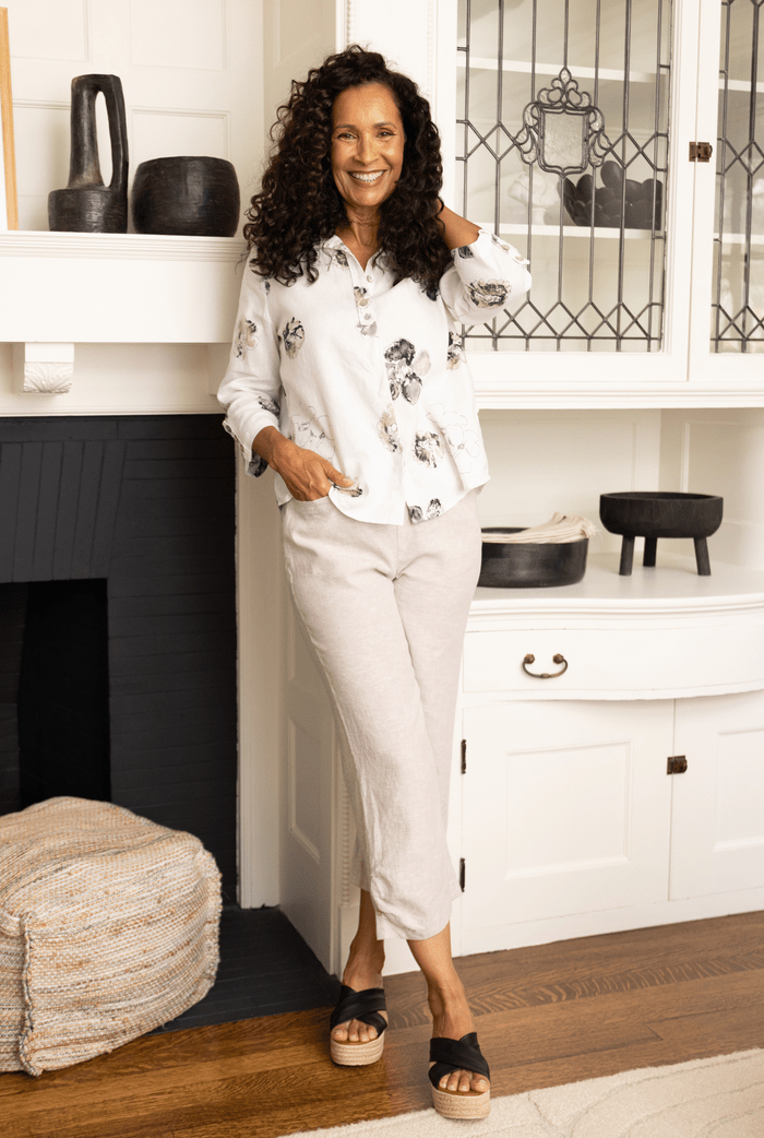 Pleat Button CapriPosh Boutique