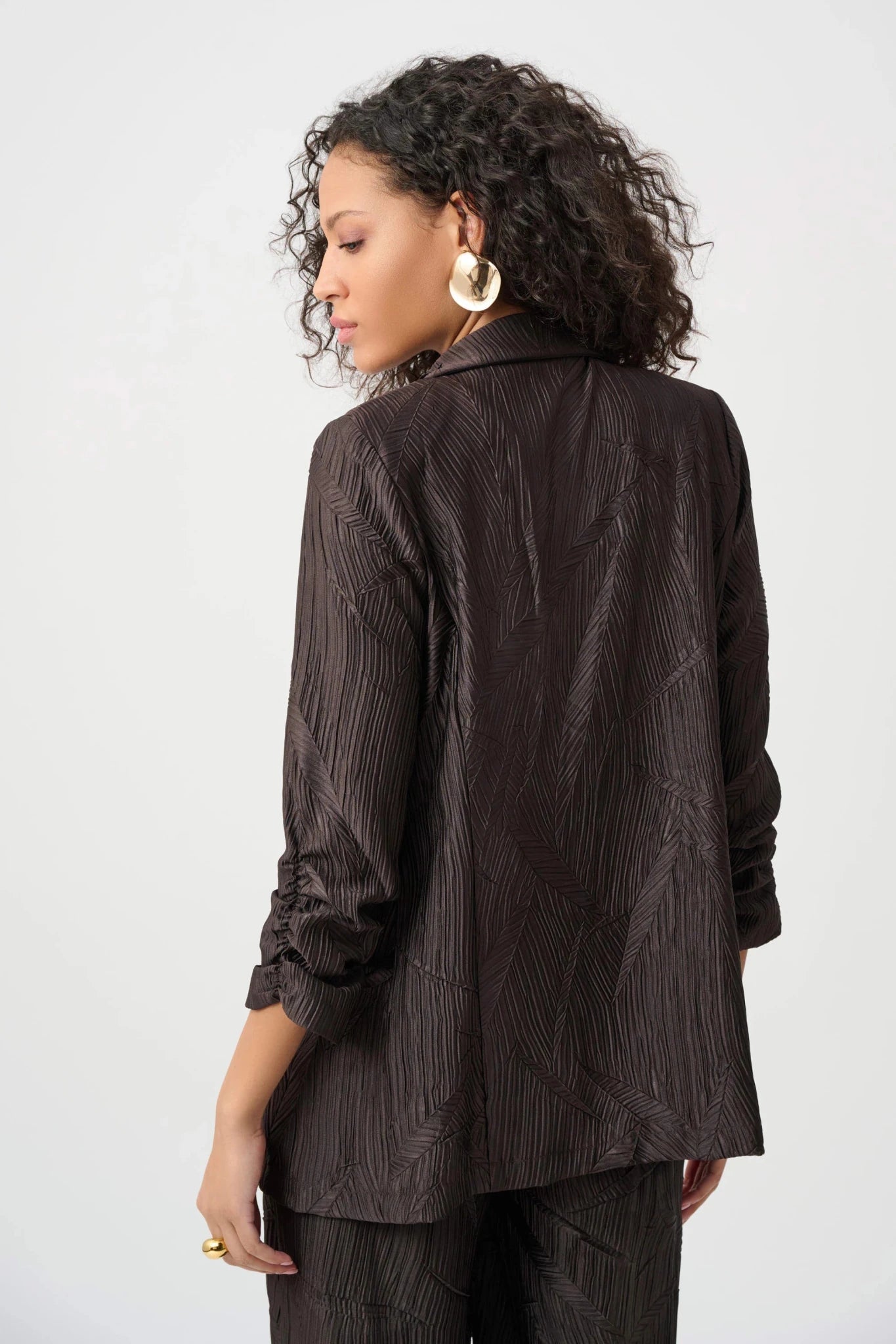 Pleated Satin Open BlazerJacketsPosh Boutique
