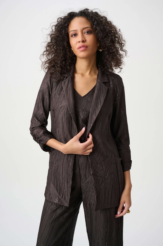 Pleated Satin Open BlazerJacketsPosh Boutique