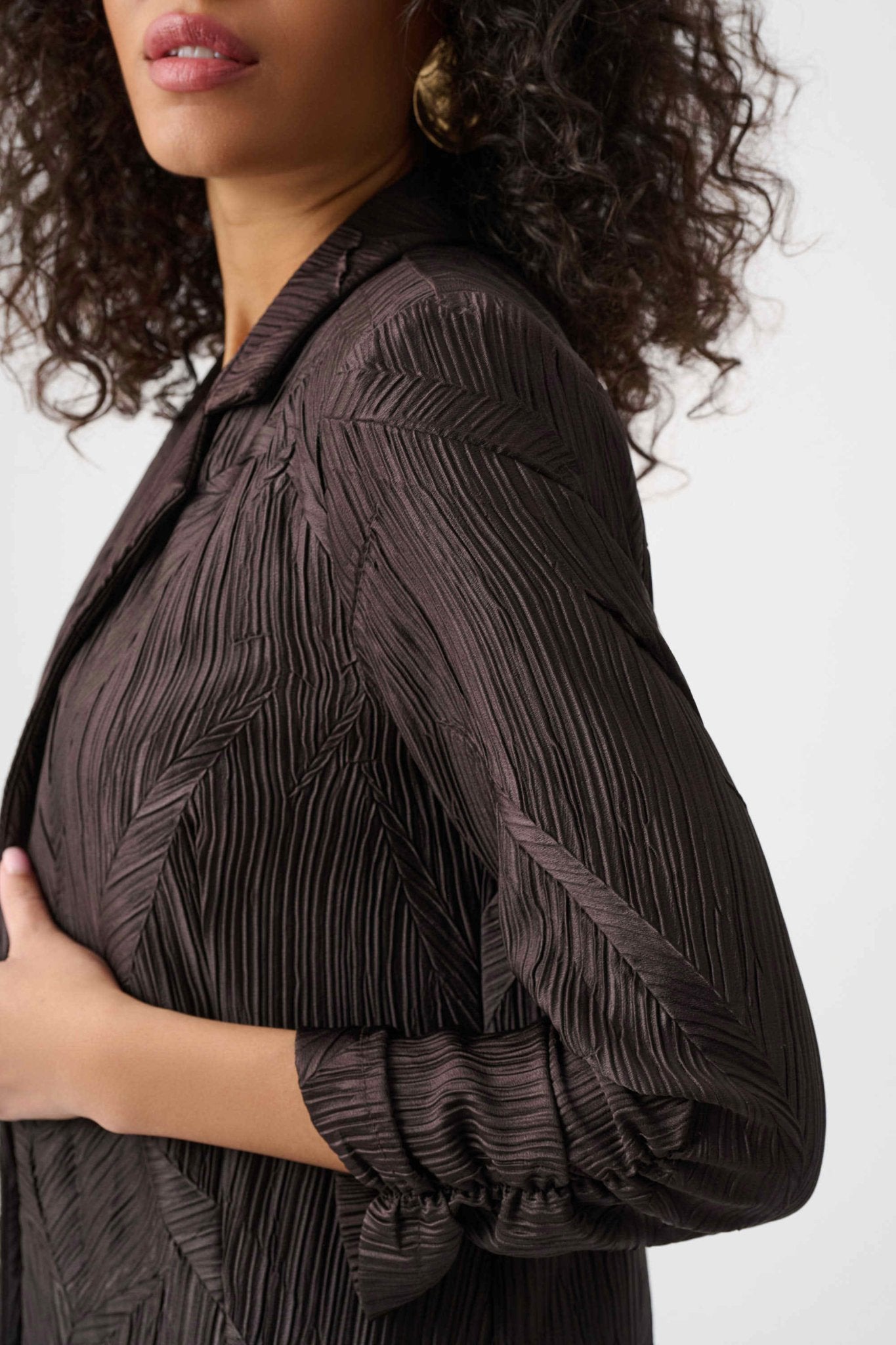Pleated Satin Open BlazerJacketsPosh Boutique