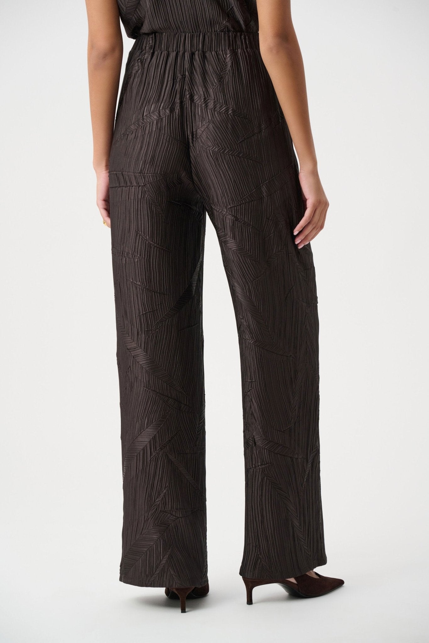 Pleated Satin Pull - On Wide - Leg PantsBottomsPosh Boutique
