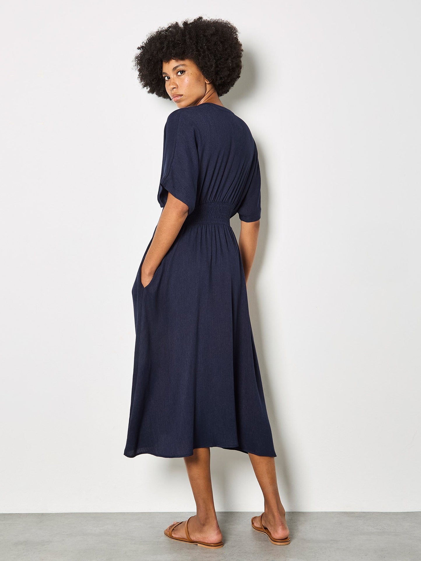 Pleated Waist Midi Shirt DressDressesPosh Boutique