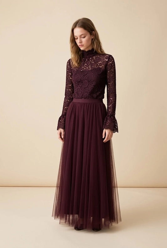 Plum Tulle SkirtSkirtsPosh Boutique