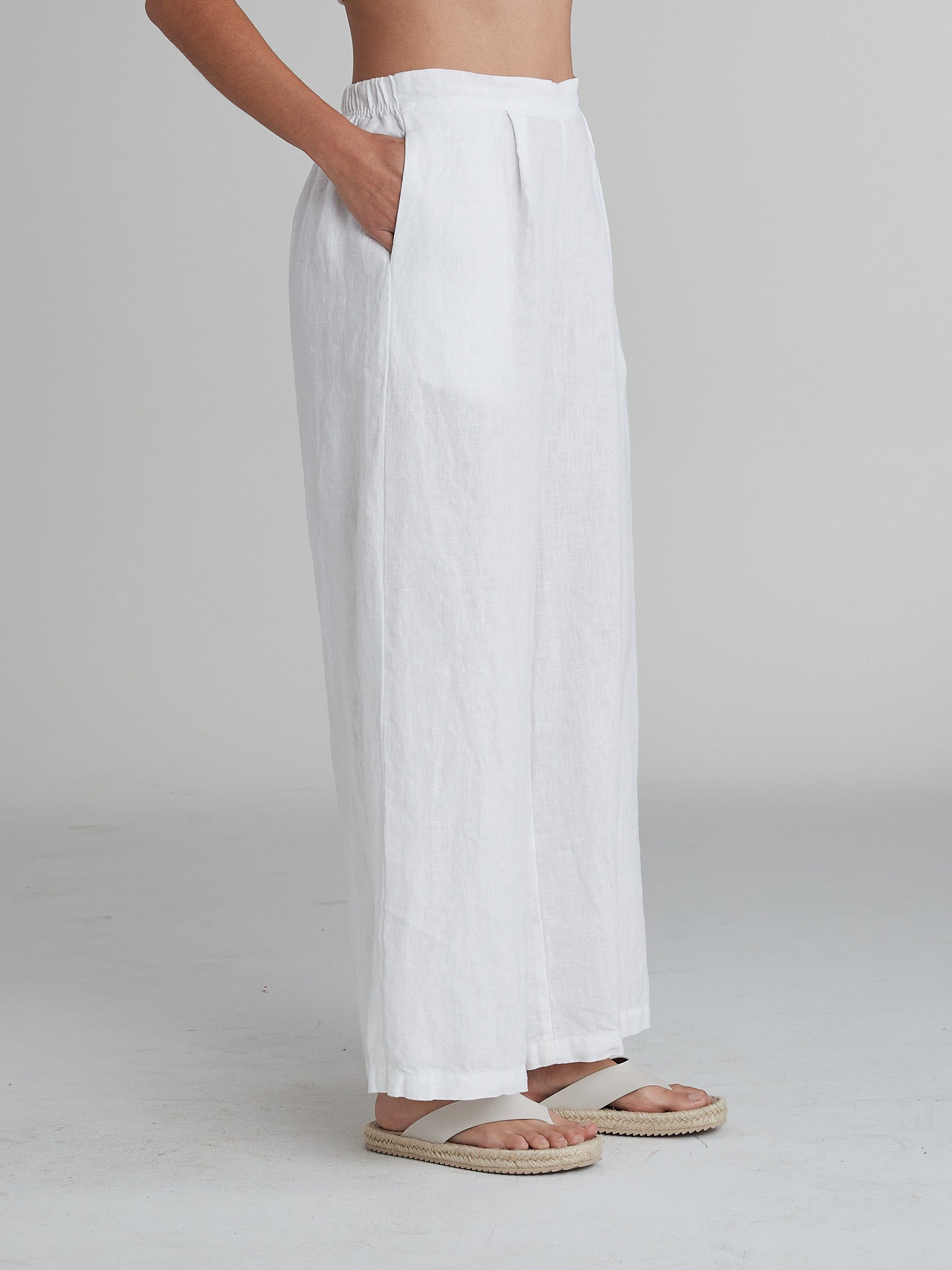 Posh Wide Leg Linen PantsBottomsPosh Boutique