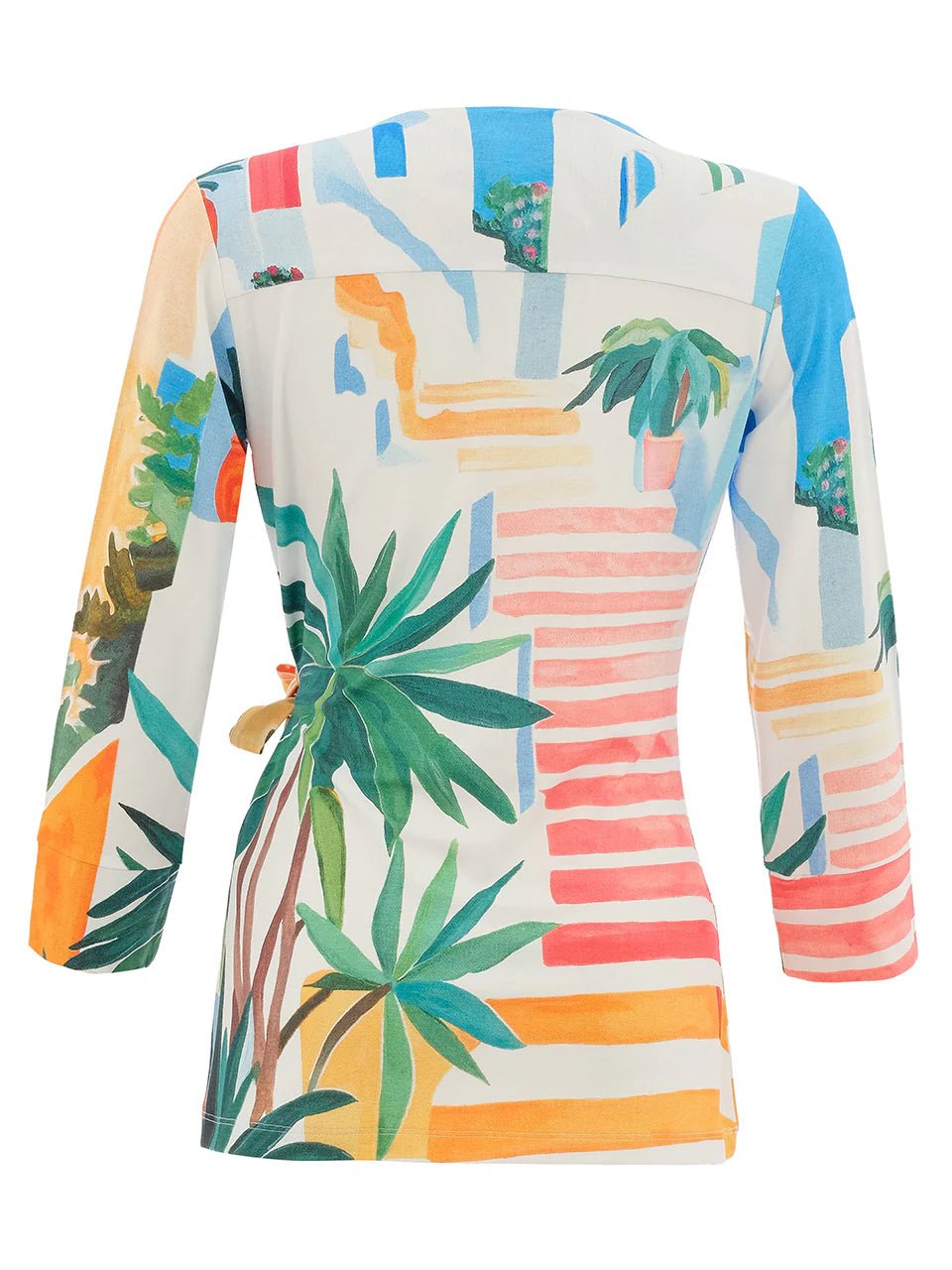 "Pots On The Stairs" Wrap BlouseTopsPosh Boutique