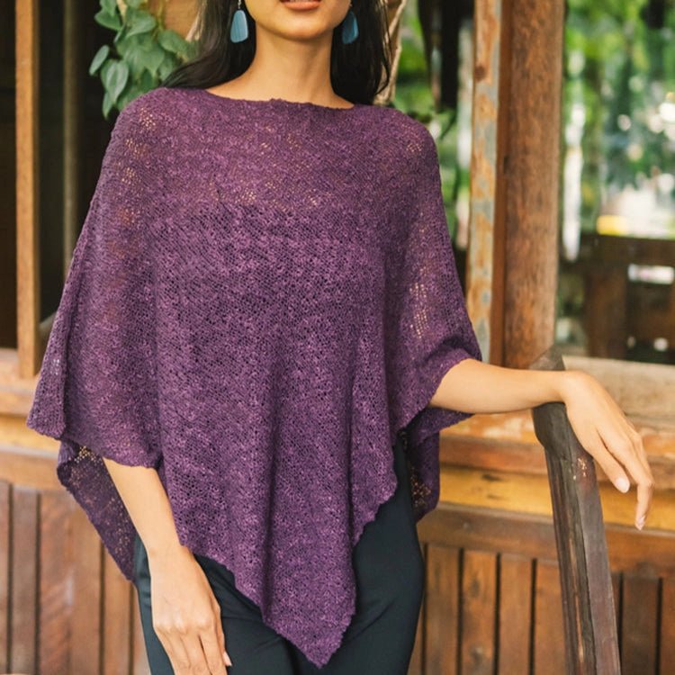 Purple Double Knit PonchoPosh Boutique