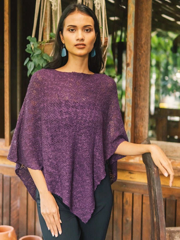 Purple Double Knit PonchoPosh Boutique