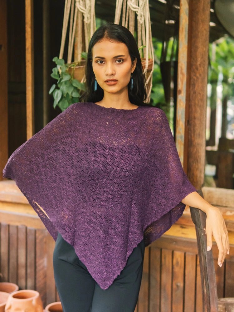 Purple Double Knit PonchoPosh Boutique