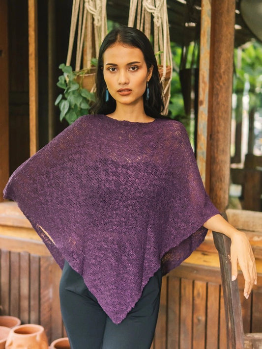 Purple Double Knit PonchoPosh Boutique