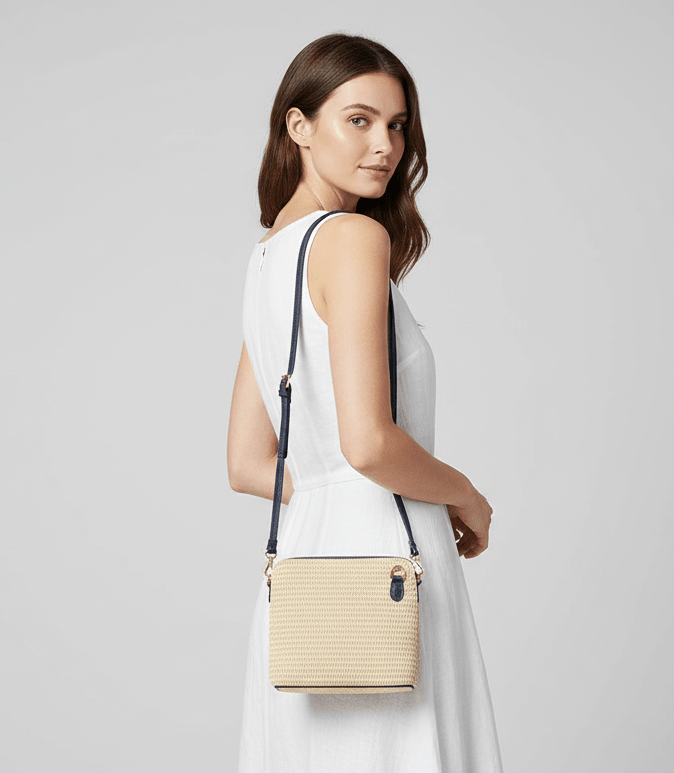Raffia & Leather Small Square Crossbody BagHandbagsPosh Boutique