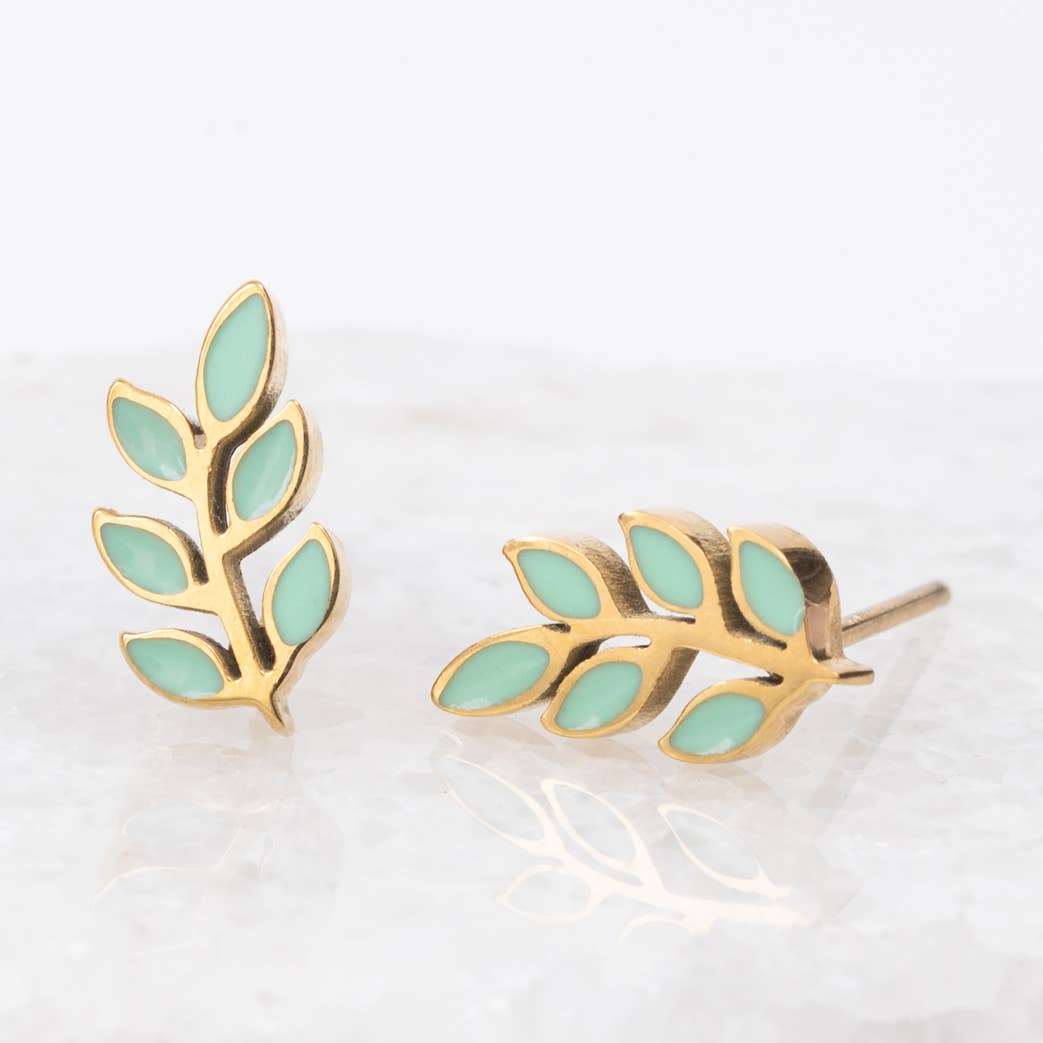Rowen Leaf Stud Earrings