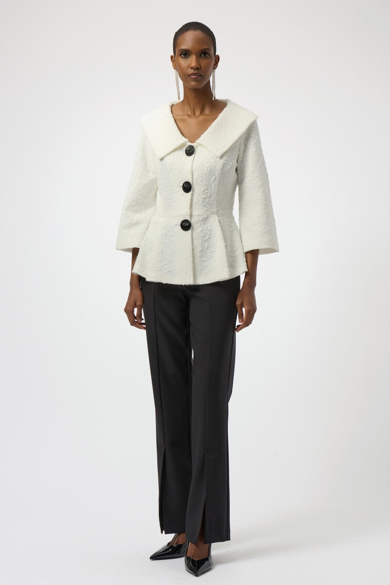 Sequin Bouclé Knit Peplum JacketJacketsPosh Boutique