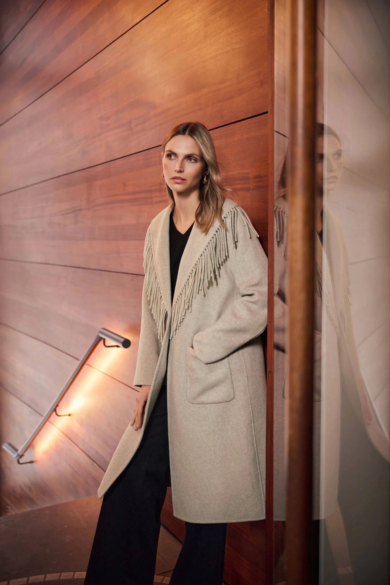Shawl Collar Fringed CoatPosh Boutique