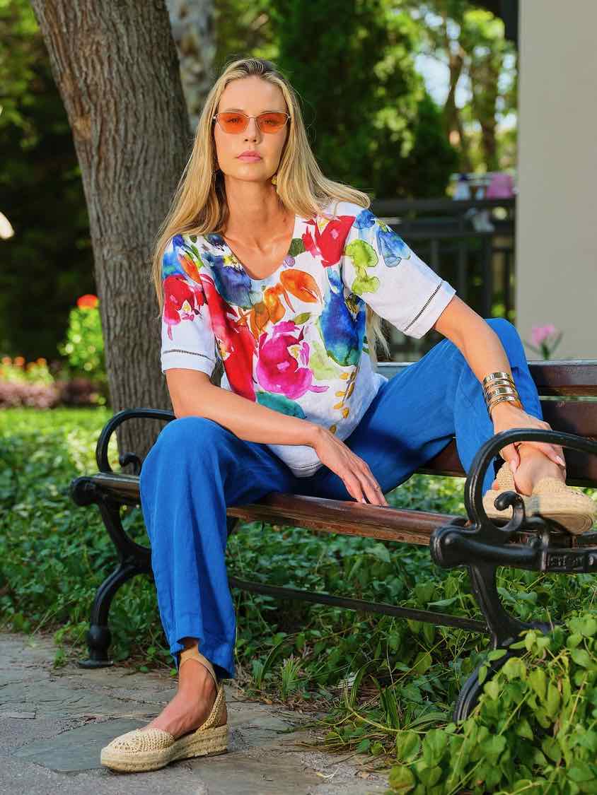 "Spring Delight" Linen BlouseTopsPosh Boutique