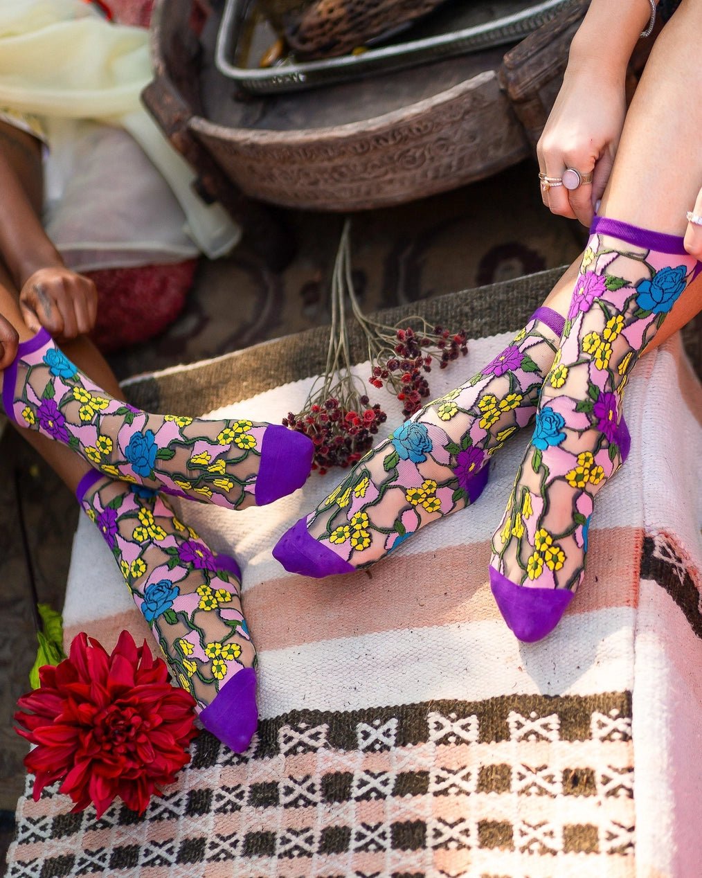Stain Glass Floral Sheer SocksPosh Boutique