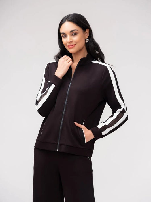Stripe Detail Zip UpJacketsPosh Boutique