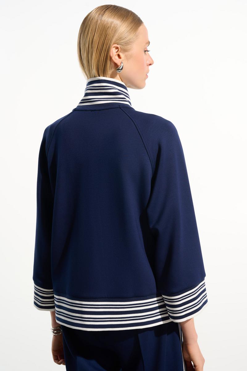 Striped Funnel Collar JacketJacketsPosh Boutique