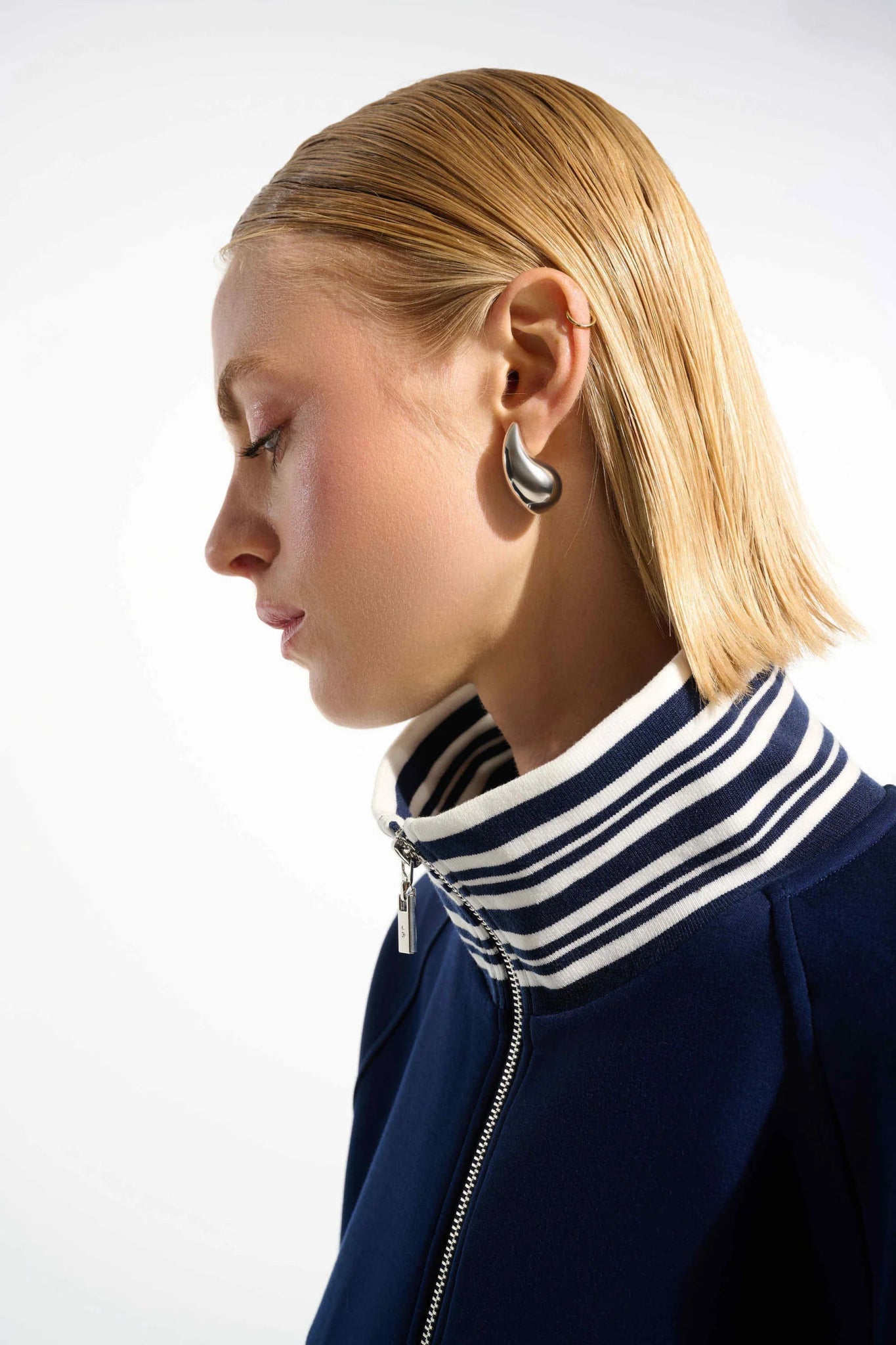 Striped Funnel Collar JacketJacketsPosh Boutique